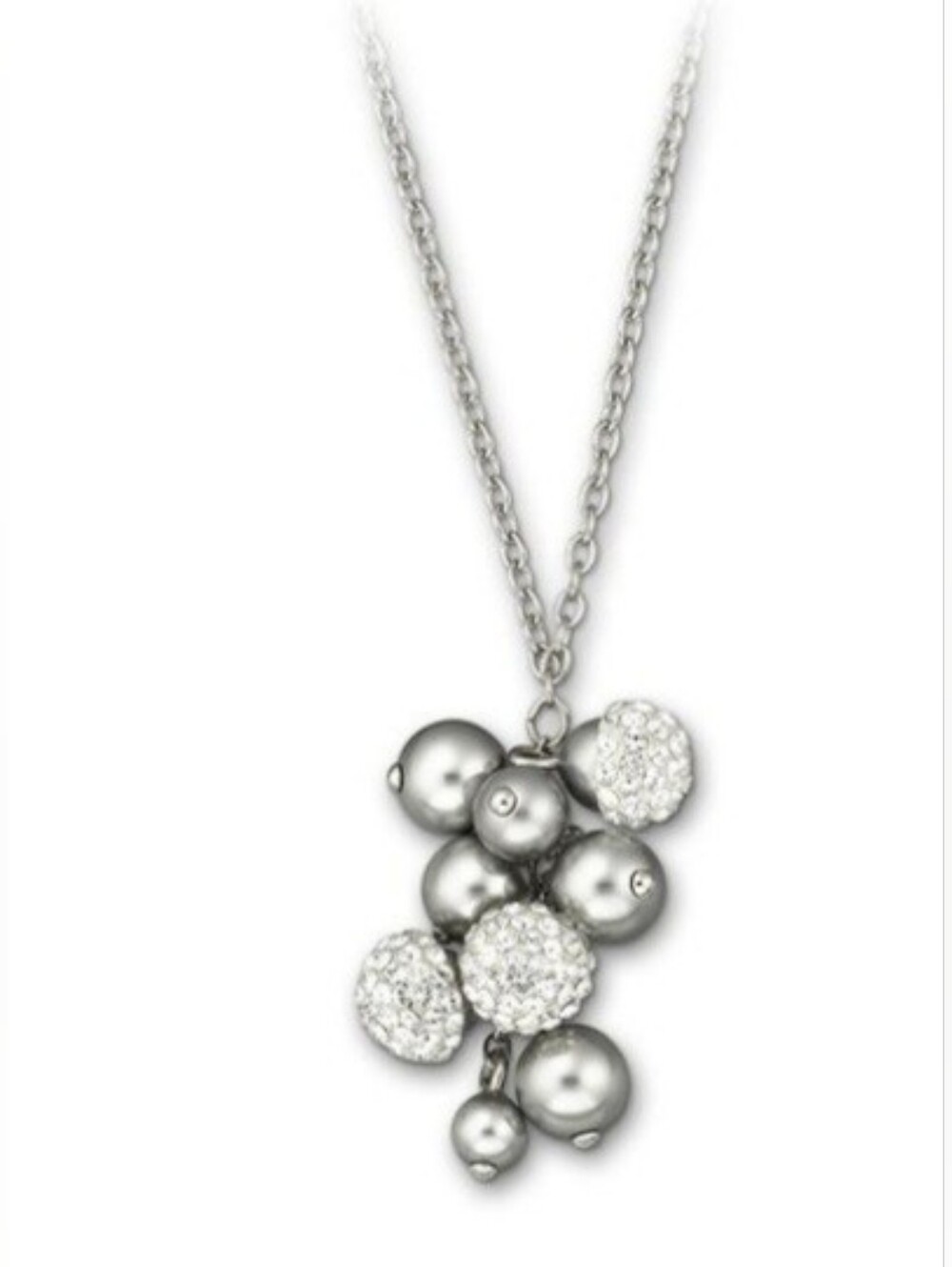 Silver Cluster Bead Pendant Necklace - Women Jewelry